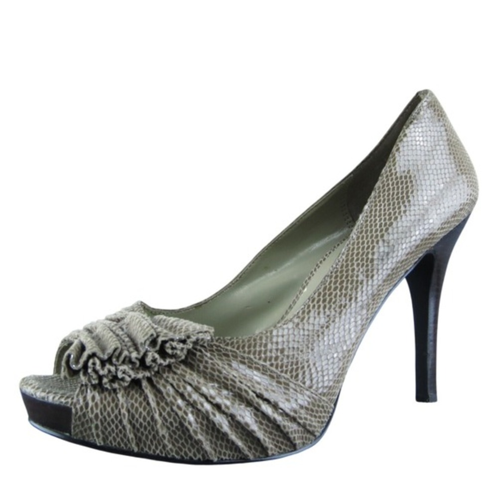 Moda Spana  Women Peep‎ Toe Heel Shoes Size 8 Medium Brown Leather